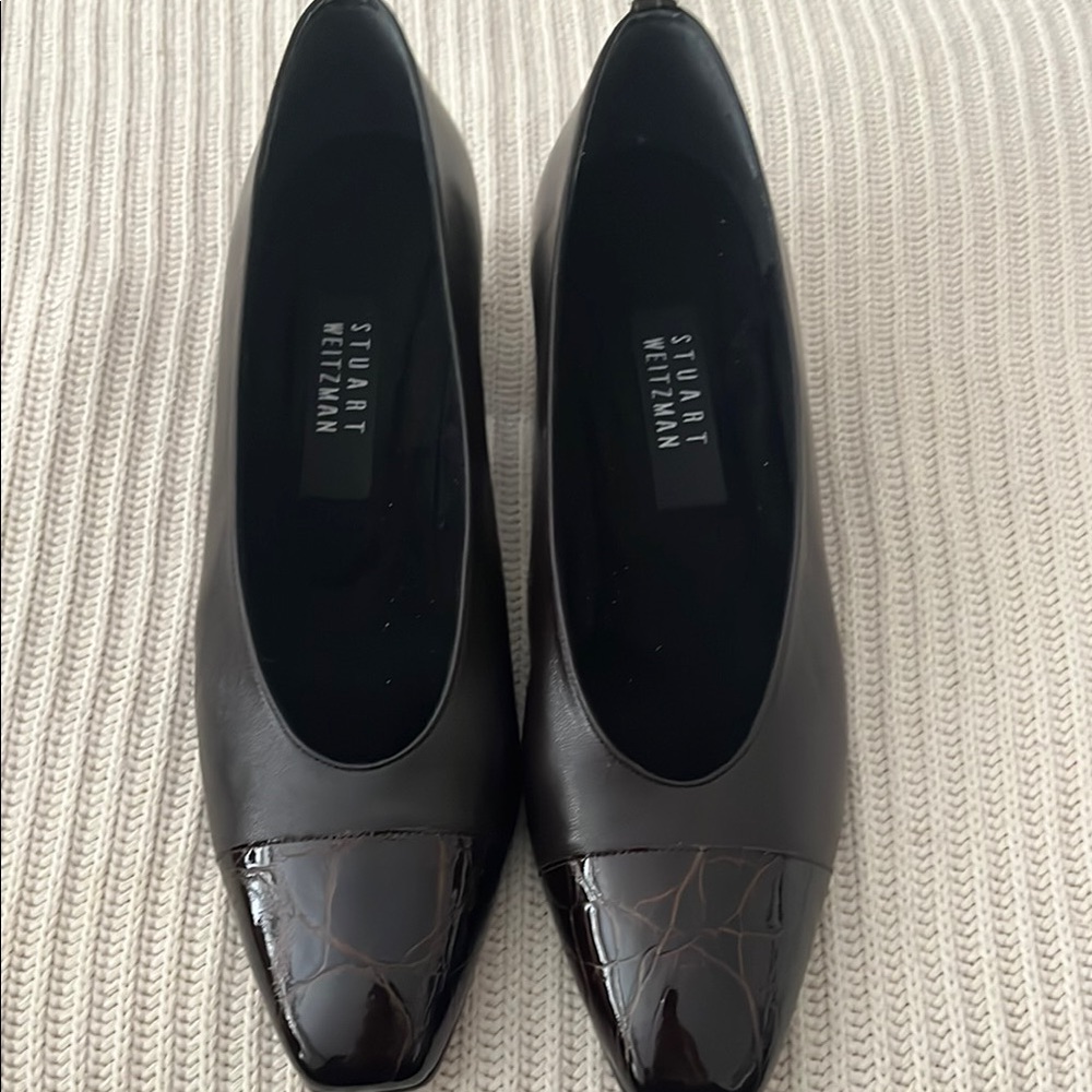Stuart Weitzman Brown Flats with Sleek Design